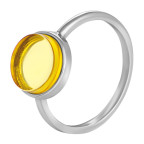 Кольцо 052-1, Серебро 925, Родирование, Янтарь-Лимонный