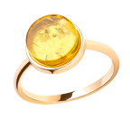 Кольцо 052-1, Серебро 925, Позолота, Янтарь-Лимонный