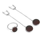 Кольцо 052-1, Серебро 925, Серебрение, Янтарь-Вишневый