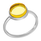 Кольцо 052-1, Серебро 925, Серебрение, Янтарь-Лимонный