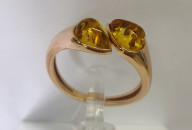 Кольцо 058-1, Серебро 925, Позолота, Янтарь-Лимонный