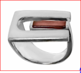 Кольцо 083-1, Серебро 925, Серебрение, Янтарь-Вишневый