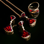 Кольцо 088-1, Серебро 925, Позолота, Янтарь-Вишневый