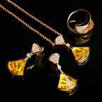 Кольцо 089-1, Серебро 925, Позолота, Янтарь-Лимонный+Фианиты