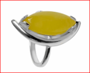 Кольцо 094-1, Серебро 925, Серебрение, Янтарь-Матовый