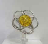 Кольцо 007-1, Серебро 925, Серебрение, Янтарь-Лимонный