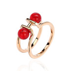Кольцо 082-1, Серебро 925, Позолота, Янтарь-Красный