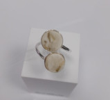 Кольцо 052-2, Серебро 925, Серебрение, Янтарь-Перепелиный