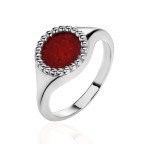 Кольцо 286-1, Серебро 925, Серебрение, Янтарь-Вишневый