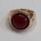 Кольцо 231-1, Серебро 925, Позолота, Янтарь-Вишневый