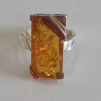 Кольцо 101-1, Серебро 925, Серебрение, Янтарь-Лимонный