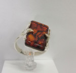 Кольцо 107-1, Серебро 925, Родирование, Янтарь-Вишневый