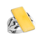 Кольцо 110-1, Серебро 925, Серебрение, Янтарь-Матовый