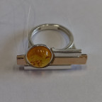 Кольцо 112-2, Серебро 925, Серебрение,позолота, Янтарь-Лимонный