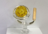 Кольцо 114-1, Серебро 925, Родирование,позолота, Янтарь-Лимонный