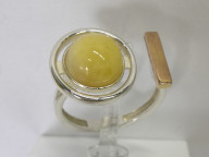 Кольцо 114-1, Серебро 925, Родирование,позолота, Янтарь-Матовый