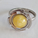 Кольцо 115-1, Серебро 925, Родирование,позолота, Янтарь-Матовый