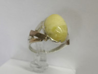 Кольцо 116-1, Серебро 925, Серебрение,позолота, Янтарь-Матовый