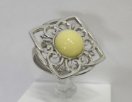 Кольцо 118-1, Серебро 925, Родирование, Янтарь-Матовый