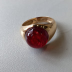 Кольцо 277-1, Серебро 925, Позолота, Янтарь-Красный