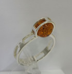 Кольцо 264-1, Серебро 925, Серебрение, Янтарь-Коньячный
