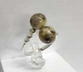 Кольцо 361-1, Серебро 925, Серебрение, Янтарь-Перепелиный; Фианиты