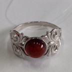 Кольцо 155-1, Серебро 925, Родирование, Янтарь-Вишневый