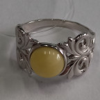 Кольцо 155-1, Серебро 925, Родирование, Янтарь-Матовый