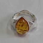 Кольцо 201-1, Серебро 925, Родирование, Янтарь-Лимонный