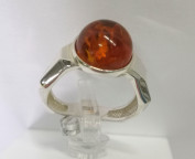 Кольцо 202-1, Серебро 925, Серебрение, Янтарь-Коньячный