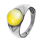 Кольцо 203-1, Серебро 925, Родирование, Янтарь-Матовый