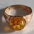 Кольцо 203-1, Серебро 925, Позолота, Янтарь-Лимонный