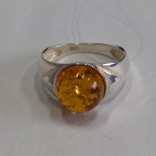 Кольцо 203-1, Серебро 925, Серебрение, Янтарь-Лимонный