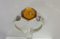 Кольцо 204-1, Серебро 925, Родирование, Янтарь-Коньячный