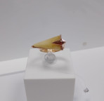 Кольцо 303-1, Серебро 925, Позолота, Янтарь-Матовый