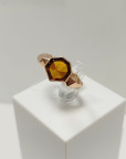 Кольцо 204-1, Серебро 925, Позолота, Янтарь-Коньячный