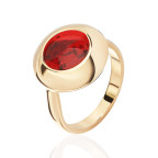 Кольцо 257-2, Серебро 925, Позолота, Янтарь-Красный