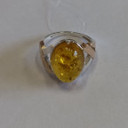 Кольцо 116-1, Серебро 925, Серебрение,позолота, Янтарь-Лимонный