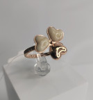 Кольцо 479-2, Серебро 925, Позолота, Янтарь-Матовый; Фианиты