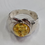 Кольцо 205-1, Серебро 925, Родирование, Янтарь-Лимонный