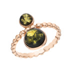 Кольцо 206-1, Серебро 925, Позолота, Янтарь-Зеленый
