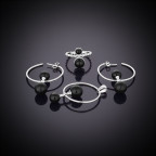 Кольцо 206-1, Серебро 925, Серебрение, Янтарь-Черный