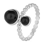 Кольцо 206-1, Серебро 925, Серебрение, Янтарь-Черный