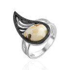 Кольцо 216-1, Серебро 925, Серебрение,чернение, Янтарь-Матовый