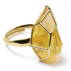 Кольцо 6001-1, Серебро 925, Позолота, Янтарь-Лимонный