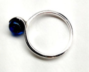 Кольцо 047-1, Серебро 925, Серебрение, Янтарь-Синий