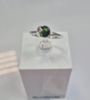 Кольцо 047-1, Серебро 925, Серебрение, Янтарь-Изумрудный