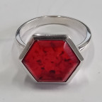 Кольцо 356-1, Серебро 925, Серебрение, Янтарь-Красный