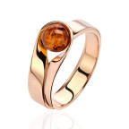 Кольцо 049-1, Серебро 925, Позолота, Янтарь-Коньячный