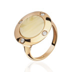 Кольцо 358-2, Серебро 925, Позолота, Янтарь-Матовый; Фианиты